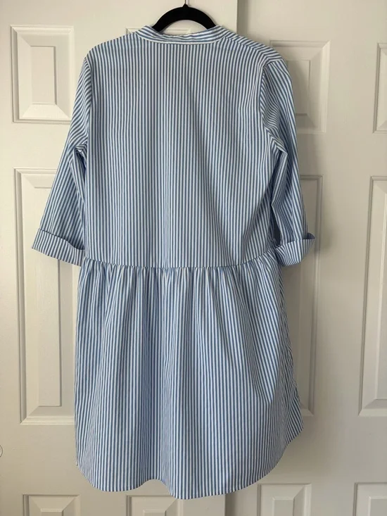 Tuckernuck Light Blue & White Striped Tiered Shirt Dress - Picture 2 of 3